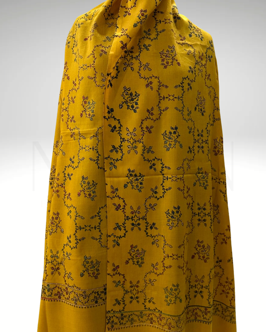 PASHMINA EMBROIDERED SHAWL- YELLOW