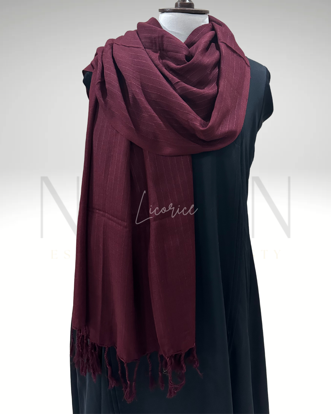 STRIPED SLUB LAWN SHAWL- LICORICE