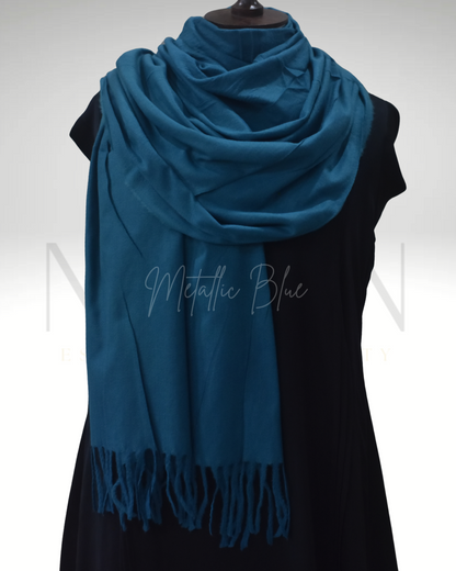 PREMIUM WOOL STOLE- METALLIC BLUE