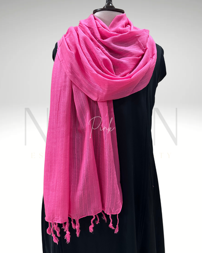 STRIPED SLUB LAWN SHAWL- PINK