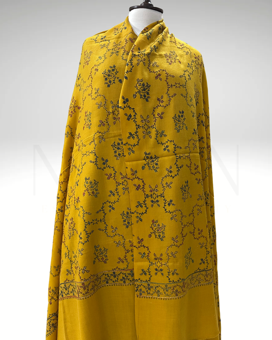 PASHMINA EMBROIDERED SHAWL- YELLOW